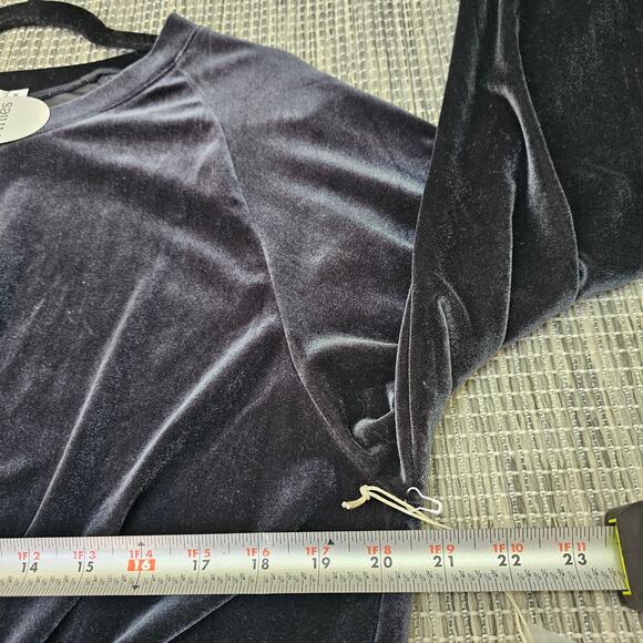 Another Love Velour Sweater Top Womens Medium Charcoal Grey Tie Front Party NEW - Picture 8 of 12